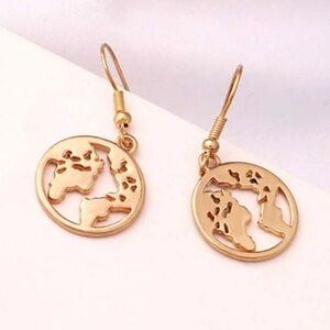 WORLD GLOBE MAP dangle drop earrings NWT boutique